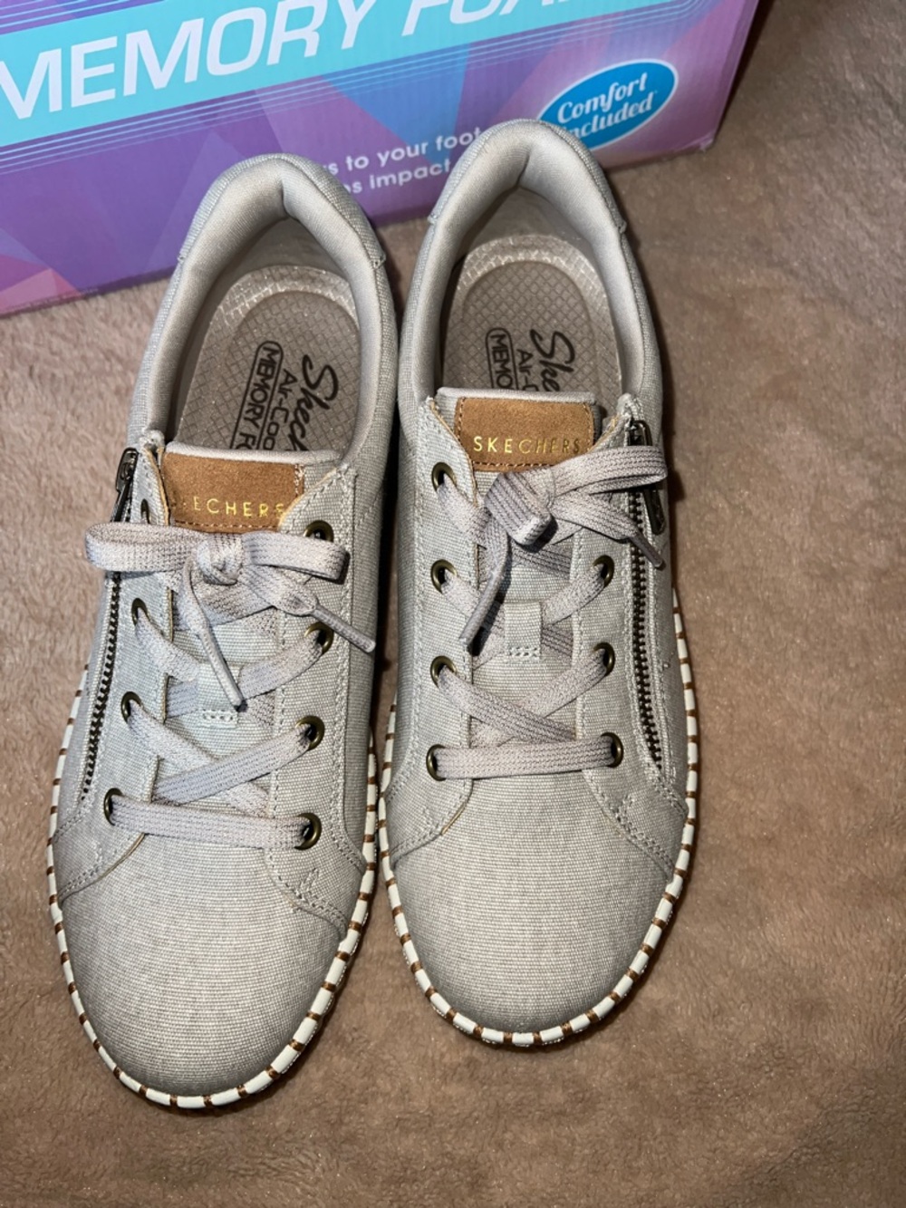 Skechers Wilshire Blvd Zip Stride Sneaker in Taupe - Picture 2 of 6